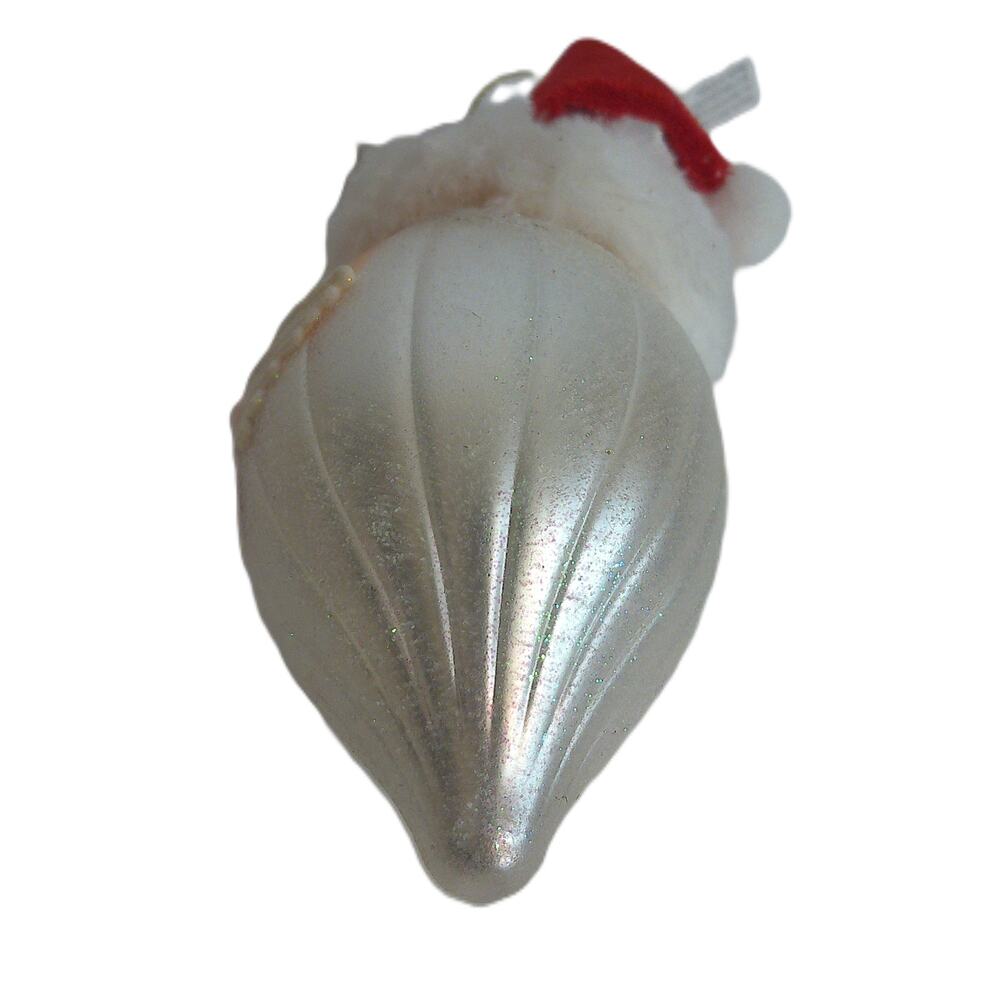Vintage Glass Santa Claus Head Christmas Ornament with Red Hat & Glitter Beard - Picture 4 of 5
